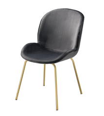 Chuchip Gray Velvet & Gold Side Chair