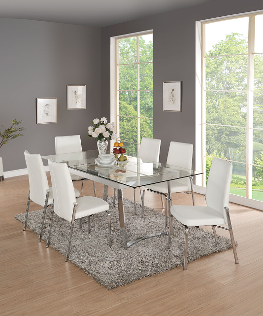 Osias Chrome & Clear Glass Dining Table