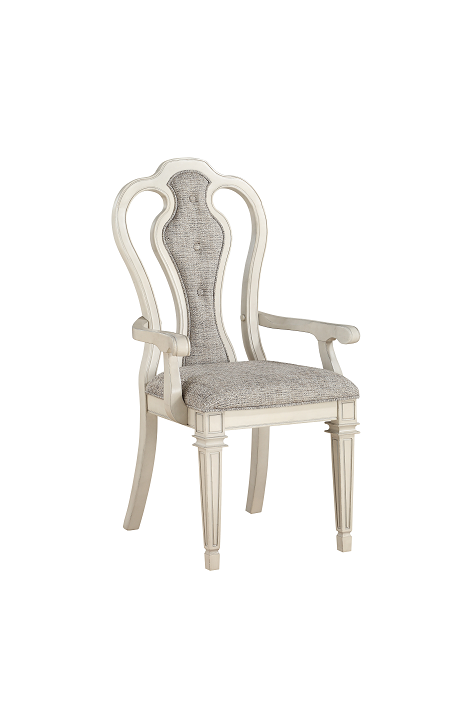 Kayley Linen & Antique White Arm Chair