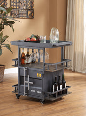 Cargo Antique Walnut & Gunmetal Serving Cart