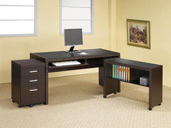 Skylar Contemporary Cappuccino Computer Desk With Keyboard Tray