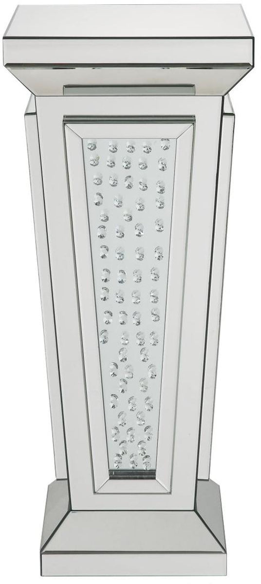 Acme Furniture Nysa Pedestal Stand in Mirrored & Faux Crystals 80392