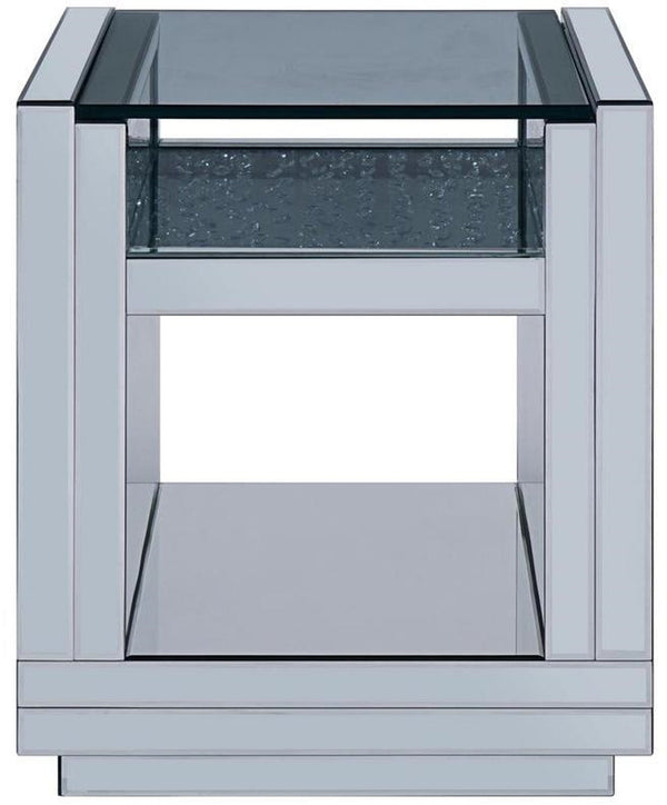 Acme Furniture Nysa End Table in Mirrored & Faux Crystals 81472