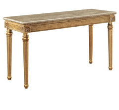 Acme Furniture Daesha Sofa Table in Marble/Antique Gold 81718