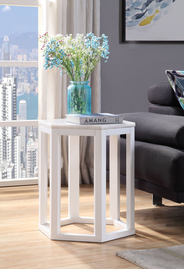 Reon Marble & White End Table (2Pc Pk)