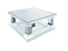 Acme Furniture Caesia Coffee Table in Mirrored/Faux Diamonds 87905