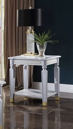 Acme Furniture House Marchese End Table in Pearl Gray 88867