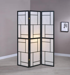 G900102 Contemporary Black Three-Panel Screen