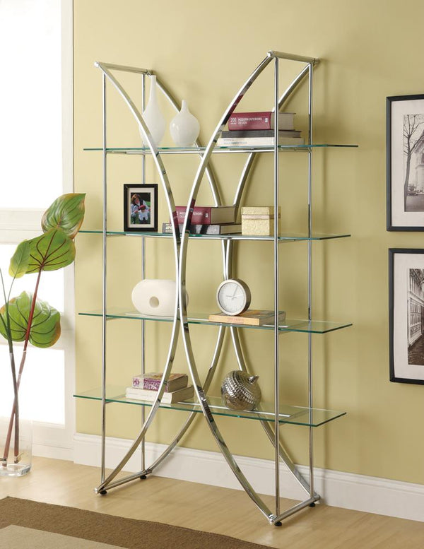 G910050 Contemporary Chrome and Glass Bookcase