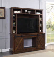 Aksel Walnut Entertainment Center w/Fireplace
