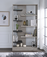 Magna Faux Concrete & Black Bookshelf