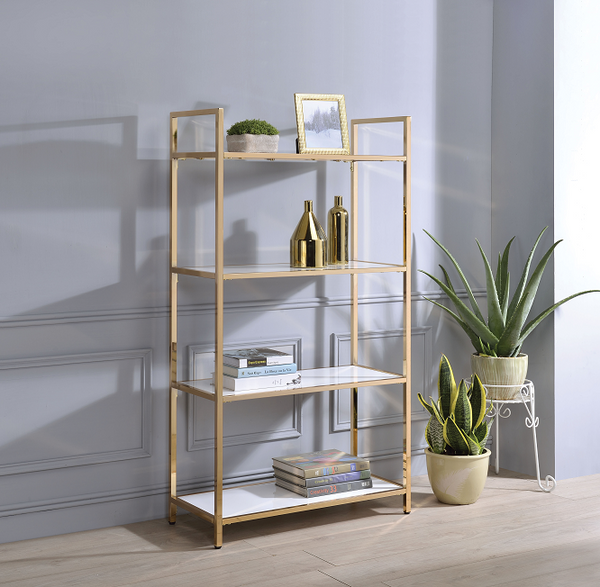 Ottey White High Gloss & Gold Bookshelf