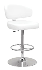 Deka White PU & Chrome Adjustable Stool (1Pc)