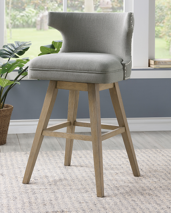 Everett Fabric & Oak Bar Chair