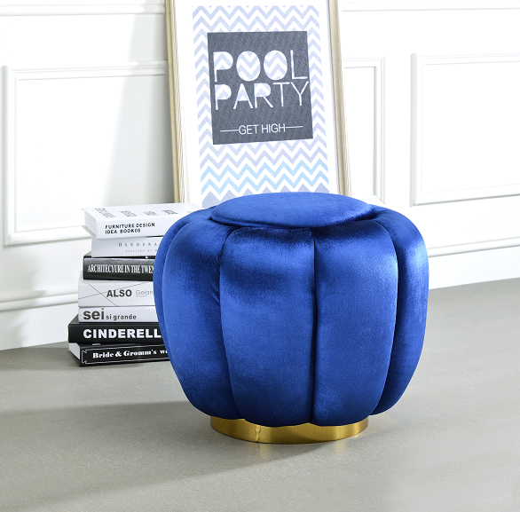 Heiress Sapphire Blue Velvet Ottoman