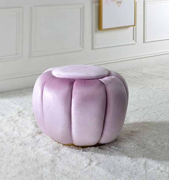 Heiress Bubblegum Pink Velvet Ottoman