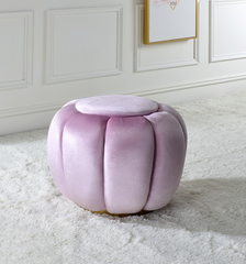 Heiress Bubblegum Pink Velvet Ottoman