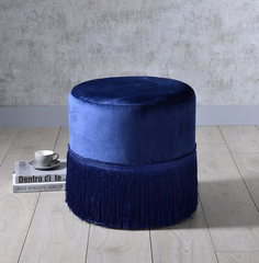 Clivia Midnight Blue Velvet Ottoman