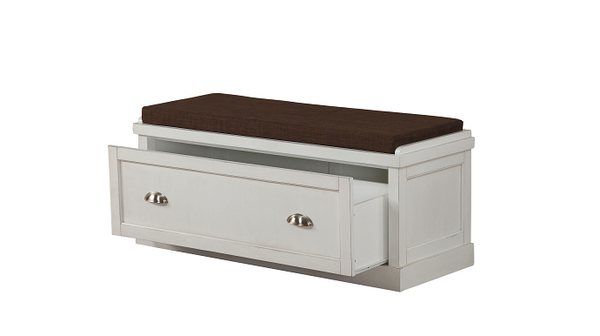 Aislins Fabric & White Washed Bench w/Storage