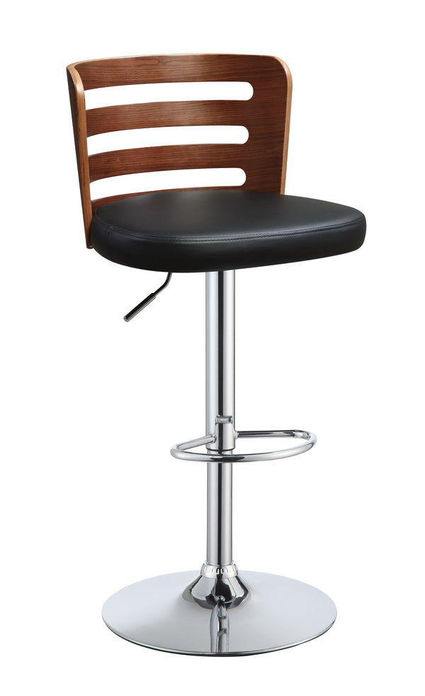 Camila Black PU & Walnut Adjustable Stool (1Pc)