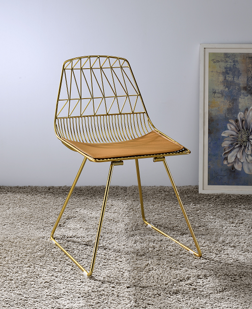 Faina Whiskey PU & Gold Side Chair