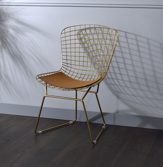 Achellia Whiskey PU & Gold Side Chair