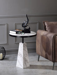 Galilahi Faux Marble & Black Side Table