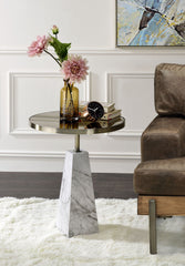 Galilahi Mirrored, Faux Marble & Antique Gold Side Table
