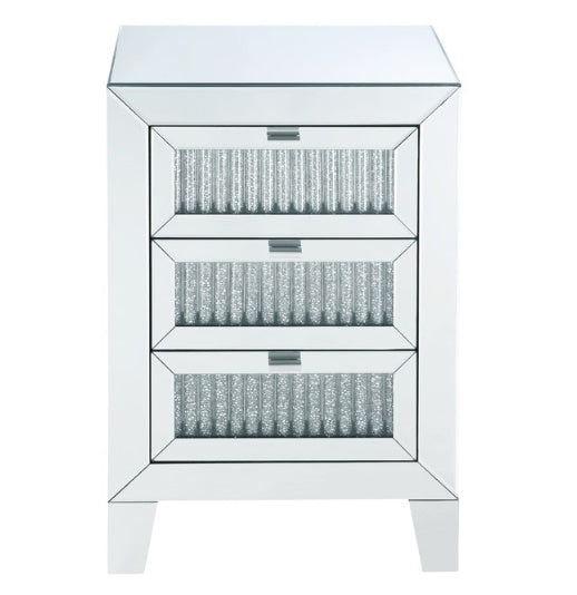 Acme Furniture Caesia Night Table in Mirrored/Faux Diamonds 97650