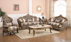 Amelia Traditional Sofa and Loveseat in Bronze Wood Finish by Cosmos Furniture