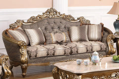 Amelia Traditional Sofa and Loveseat in Bronze Wood Finish by Cosmos Furniture