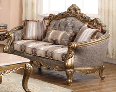 Amelia Traditional Sofa and Loveseat in Bronze Wood Finish by Cosmos Furniture