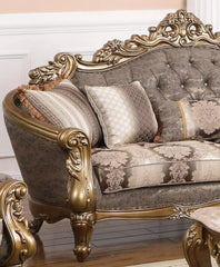 Amelia Traditional Sofa and Loveseat in Bronze Wood Finish by Cosmos Furniture