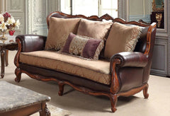 Anne Traditional Sofa and Loveseat in Cherry Wood Finish by Cosmos Furniture