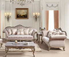 Ariana Traditional Sofa and Loveseat in Champagne Wood Finish by Cosmos Furniture