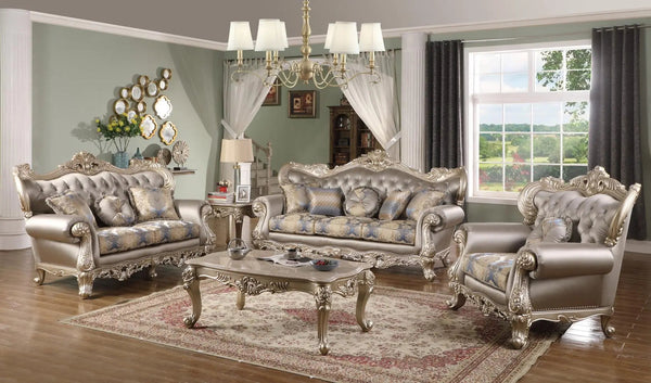 Ariel Transitional Sofa and Loveseat in Silver Wood Finish by Cosmos Furniture