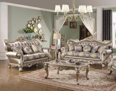 Ariel Transitional Sofa and Loveseat in Silver Wood Finish by Cosmos Furniture