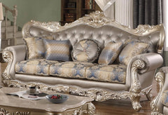 Ariel Transitional Sofa and Loveseat in Silver Wood Finish by Cosmos Furniture