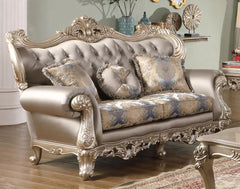 Ariel Transitional Sofa and Loveseat in Silver Wood Finish by Cosmos Furniture