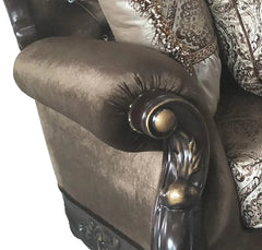 Aroma Traditional Sofa and Loveseat in Cherry Wood Finish by Cosmos Furniture