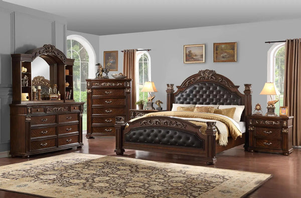 Aspen 6Pc Traditional Bedroom Set in Cherry Finish by Cosmos Furniture