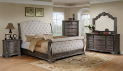 Sheffield Antique Gray Upholstered Sleigh Bedroom Set