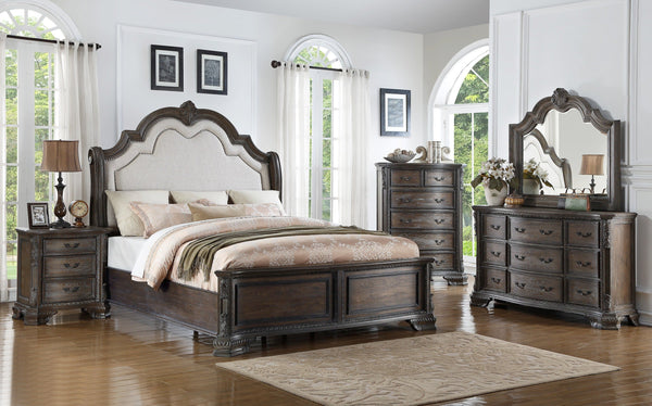 Sheffield Antique Gray Upholstered Panel Bedroom Set