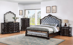 Bankston Dark Brown Upholstered Sleigh Bedroom Set