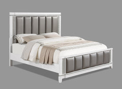 Ariane White/Silver Upholstered Panel Bedroom Set