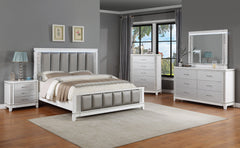 Ariane White/Silver Upholstered Panel Bedroom Set