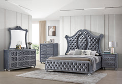 Cameo Gray Upholstered Panel Bedroom Set