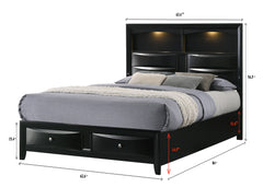 Fallon Black LED Storage Platform Bedroom Set
