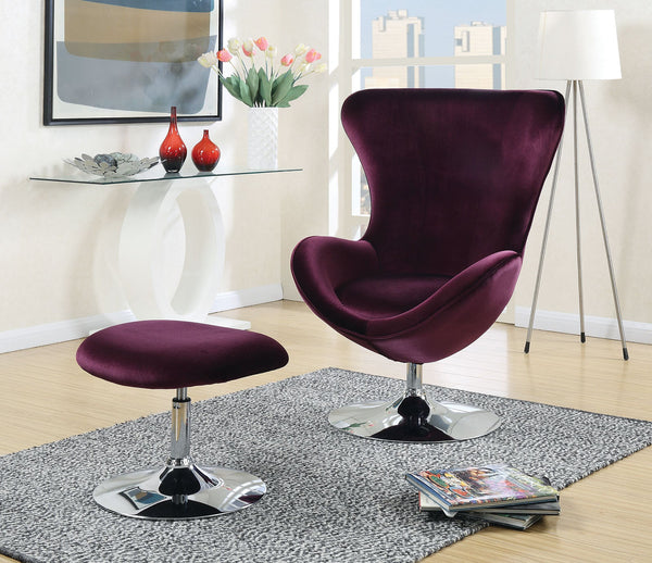 Eloise Purple Accent Chair w/ Ottoman
