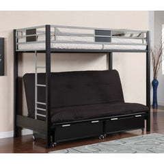 Clifton Silver/Gun Metal Twin Size Loft Bed w/ Futon Base